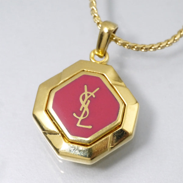 YVES SAINT LAURENT　オクタゴンロゴネックレス（ピンク）