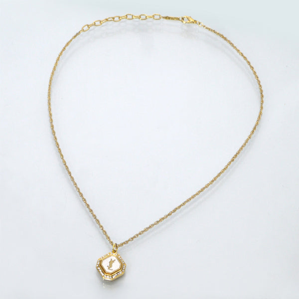 YVES SAINT LAURENT　オクタゴンロゴネックレス（ゴールド）