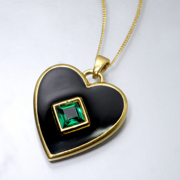 YVES SAINT LAURENT　ブラックハート ペンダント（ゴールド）