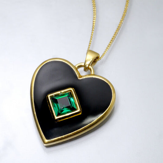 YVES SAINT LAURENT　ブラックハート ペンダント（ゴールド）