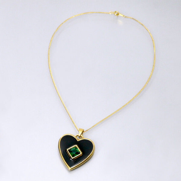 YVES SAINT LAURENT　ブラックハート ペンダント（ゴールド）