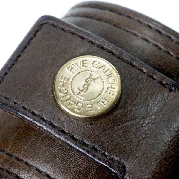 YVES SAINT LAURENT　ロゴステッチ レザーブレスレット（濃茶）