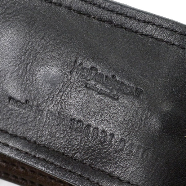 YVES SAINT LAURENT ロゴステッチ レザーブレスレット（濃茶