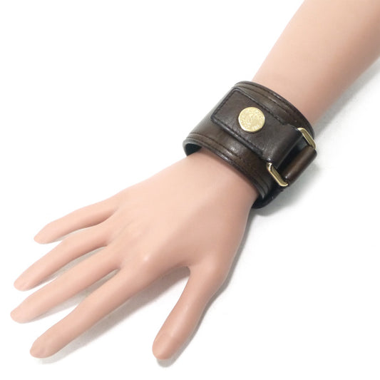 YVES SAINT LAURENT　ロゴステッチ レザーブレスレット（濃茶）