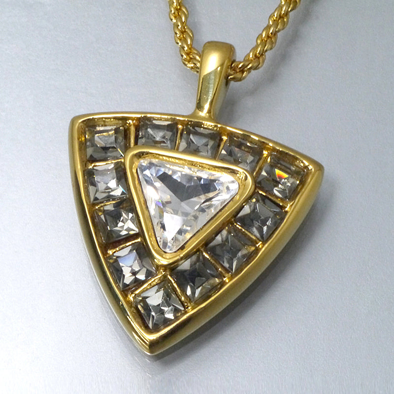 YSL　ジルコニア/トライアングル ネックレス （ゴールド）