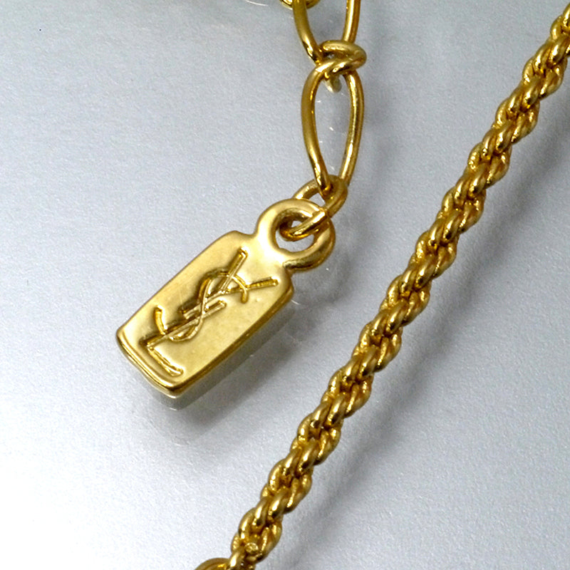 イブサンローランカーブチェーンジルコニア　ネックレス SAINT LAURENT サンローラン ネックレス METAL CURB CHAIN NECKLACE