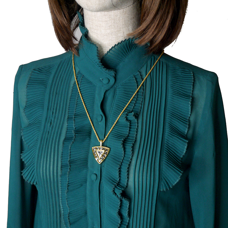 YSL　ジルコニア/トライアングル ネックレス （ゴールド）