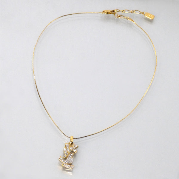 YVES SAINT LAURENT　ストーンロゴ ネックレス （ゴールド）