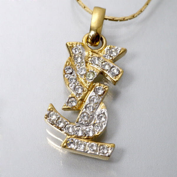 YVES SAINT LAURENT　ストーンロゴ ネックレス （ゴールド）