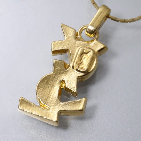 YVES SAINT LAURENT　ストーンロゴ ネックレス （ゴールド）