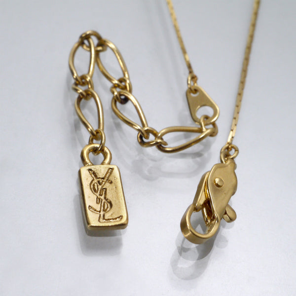 YVES SAINT LAURENT　ストーンロゴ ネックレス （ゴールド）