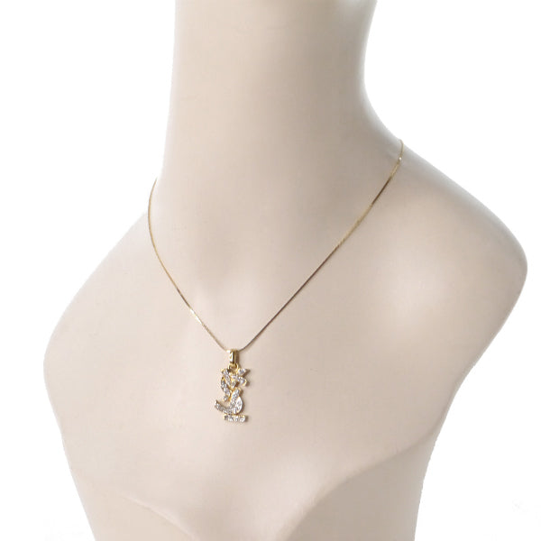 YVES SAINT LAURENT　ストーンロゴ ネックレス （ゴールド）