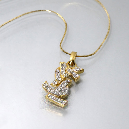 YVES SAINT LAURENT　ストーンロゴ ネックレス （ゴールド）