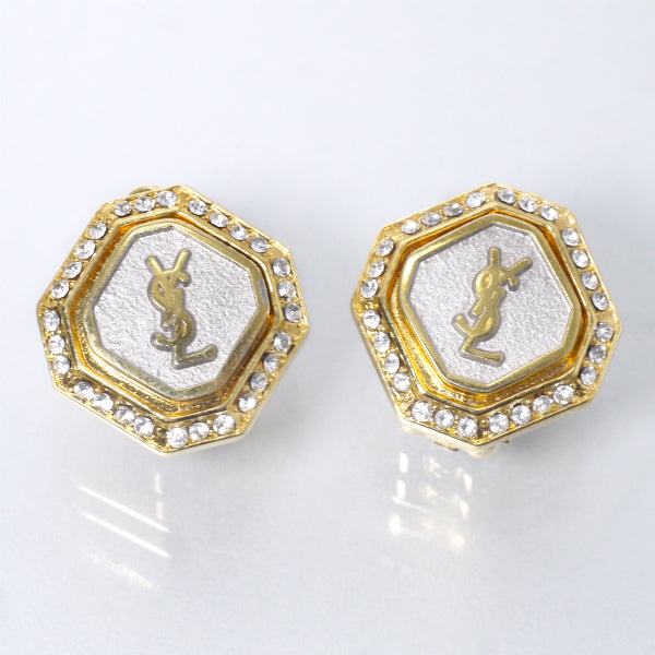 YVES SAINT LAURENT　オクタゴンロゴイヤリング（ゴールド）