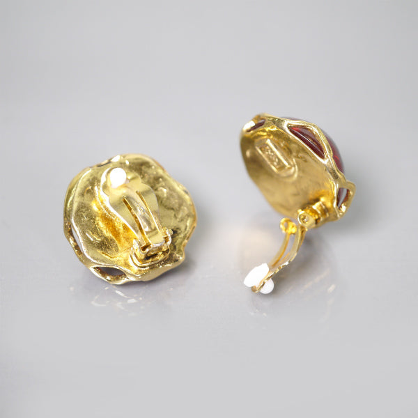 YVES SAINT LAURENT　レッド×ゴールド イヤリング