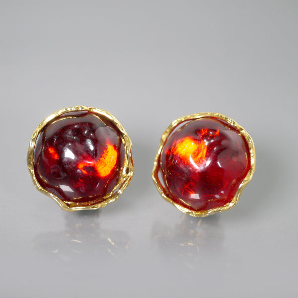 YVES SAINT LAURENT　レッド×ゴールド イヤリング