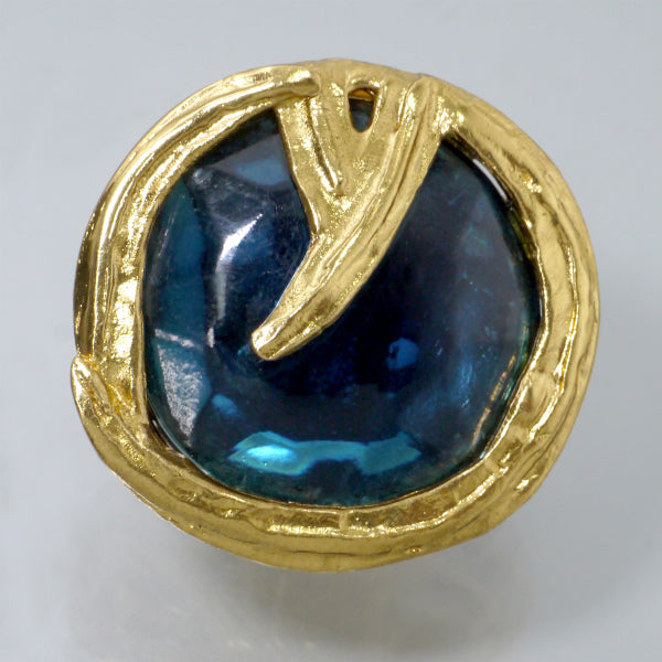 YVES SAINT LAURENT　ブルーストーン×ゴールド イヤリング