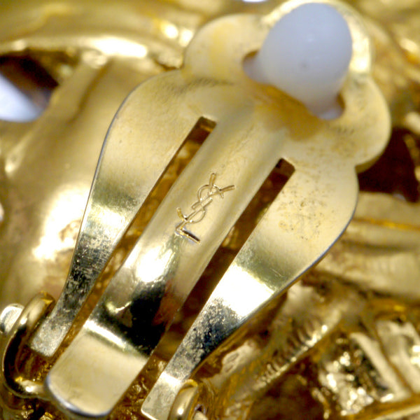 YVES SAINT LAURENT　ブルーストーン×ゴールド イヤリング