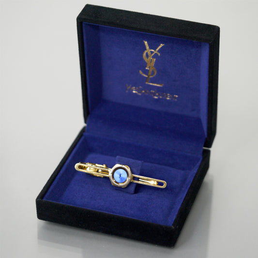 YVES SAINT LAURENT　ロゴ入りネクタイピン （ブルー/ゴールド）