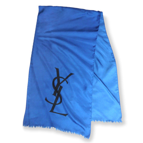 YVES SAINT LAURENT 大ロゴシルクストール（青）