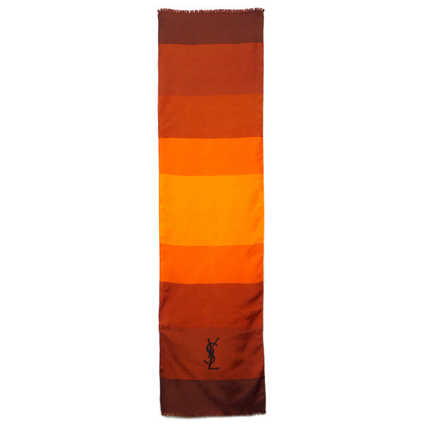 YVES SAINT LAURENT 大ロゴシルクストール（オレンジ）