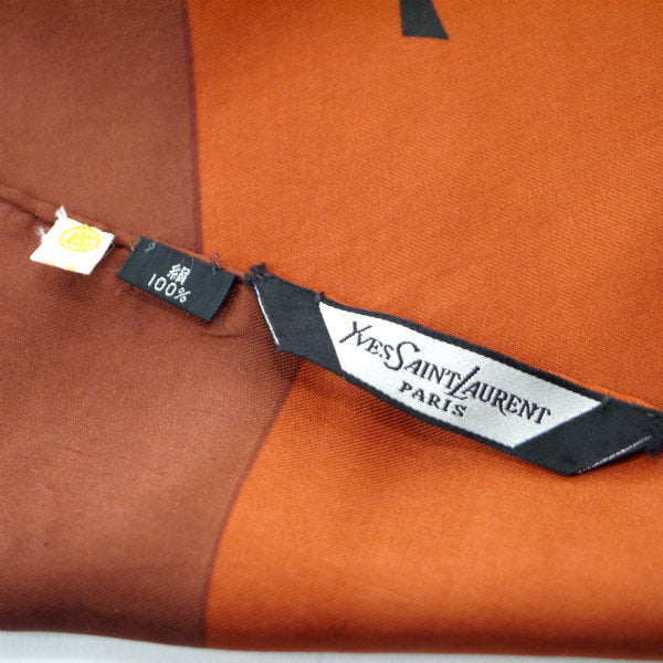 YVES SAINT LAURENT 大ロゴシルクストール（オレンジ）
