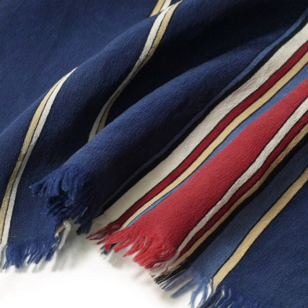 YVES SAINT LAURENT チェック柄フリンジシルクロングスカーフ