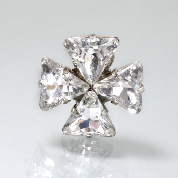 YVES SAINT LAURENT　クローバー ビジューイヤリング（シルバー）