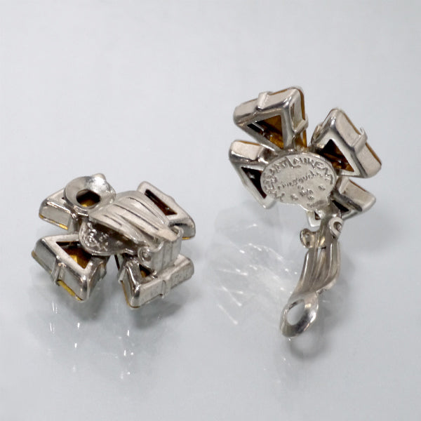 YVES SAINT LAURENT　クローバー ビジューイヤリング（シルバー）