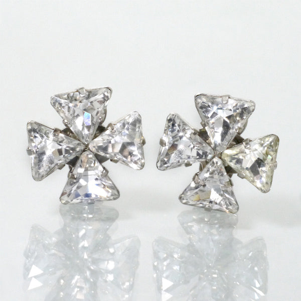 YVES SAINT LAURENT　クローバー ビジューイヤリング（シルバー）