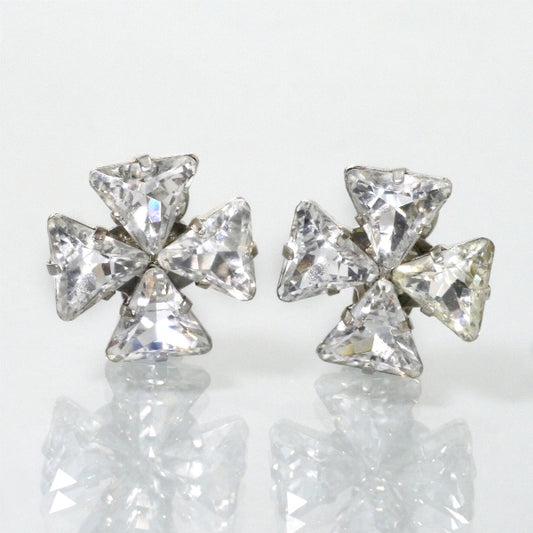 YVES SAINT LAURENT　クローバー ビジューイヤリング（シルバー）