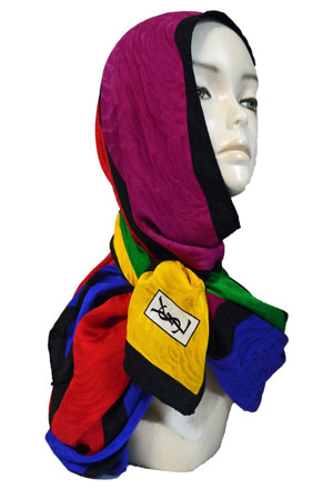 YVES SAINT LAURENT 大判シルクマルチカラー スカーフ