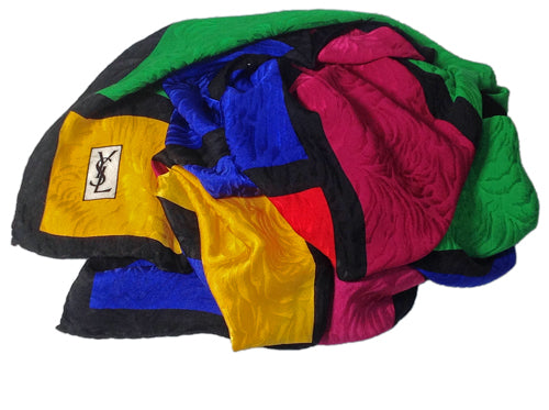 YVES SAINT LAURENT 大判シルクマルチカラー スカーフ