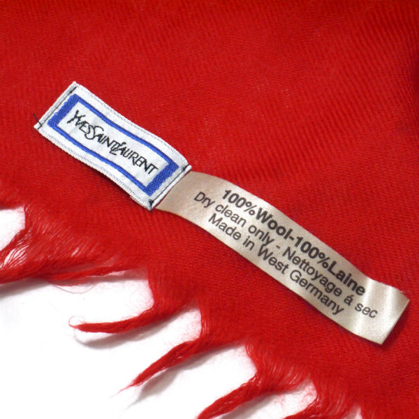 YVES SAINT LAURENT  チェック柄ロゴウールストール（オレンジ系）