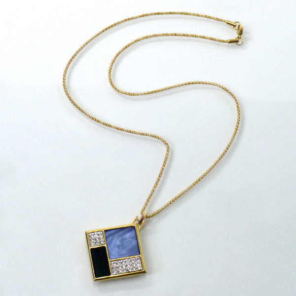 YSL スクエアプレート ストーンネックレス