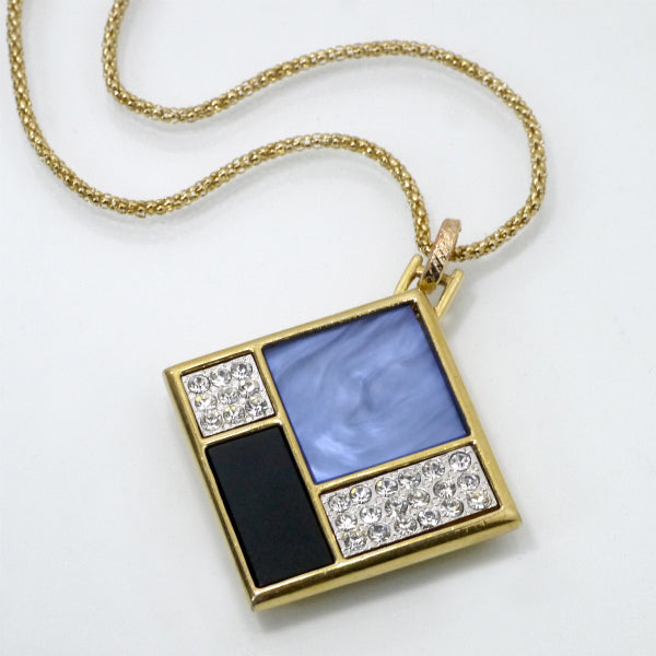 YSL スクエアプレート ストーンネックレス