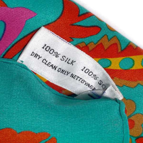 YVES SAINT LAURENT ペイズリー柄シルク中判スカーフ（エメラルド）