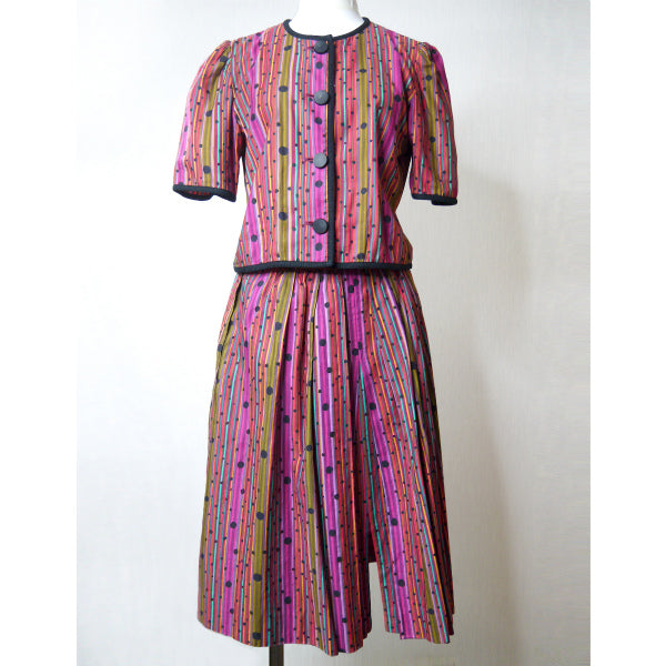 YVES SAINT LAURENT　コットン100%総柄ツーピース（ピンク系）