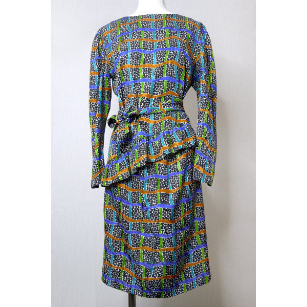 YSL　ダルメシアン×チェック柄ツーピース