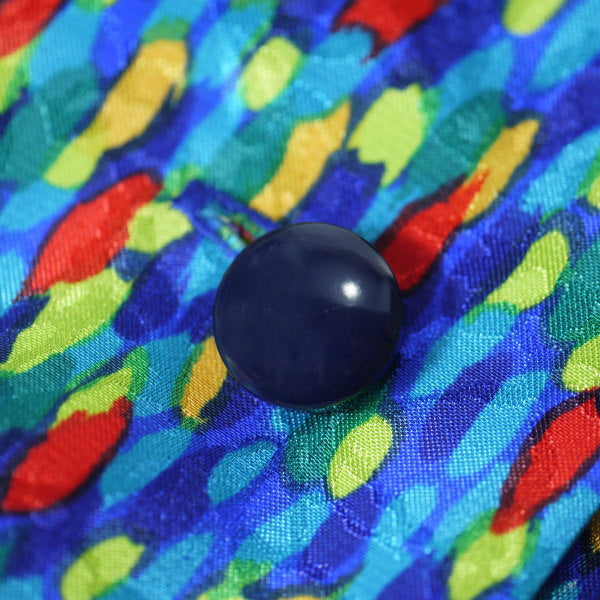 YSL　マルチカラービッグ襟ブラウス（青系）