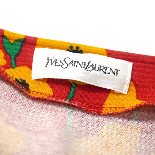 YSL　フラワー柄 半袖ワンピース（赤系）