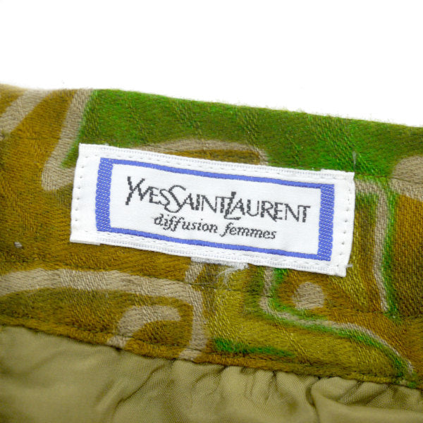 YSL　エスニック柄ヘンプスカート（緑系）