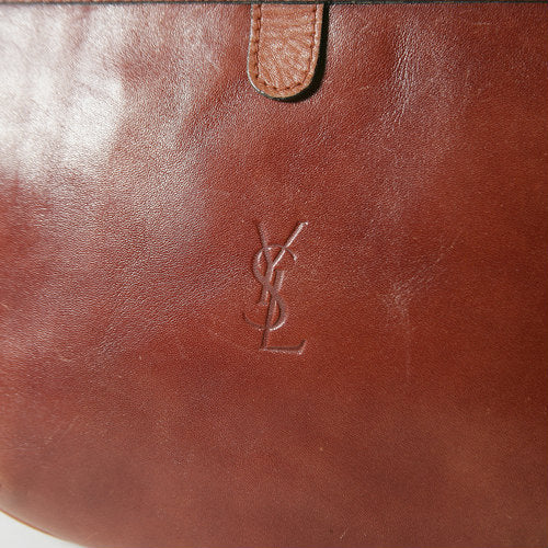 YVES SAINT LAURENT 総革ポシェット(茶)