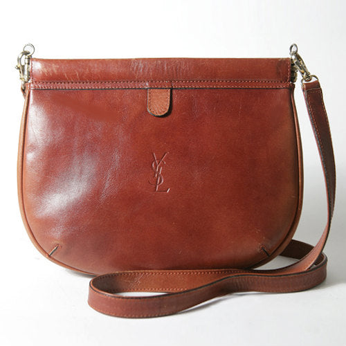YVES SAINT LAURENT 総革ポシェット(茶)