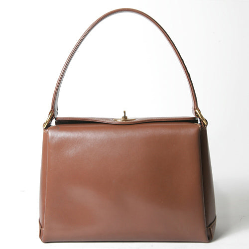 OLD Gucciスクエアハンドバッグ総皮（茶）