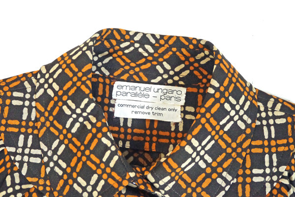 Emanuel　Ungaro 格子柄Vintageシャツ（茶）