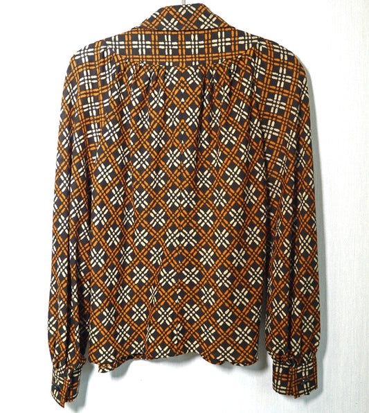 Emanuel　Ungaro 格子柄Vintageシャツ（茶）