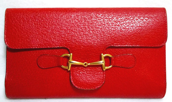OLD Gucci 総皮ホースビット金具長サイフ（赤）