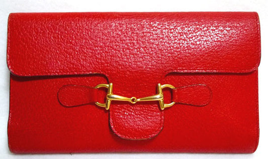 OLD Gucci 総皮ホースビット金具長サイフ（赤）