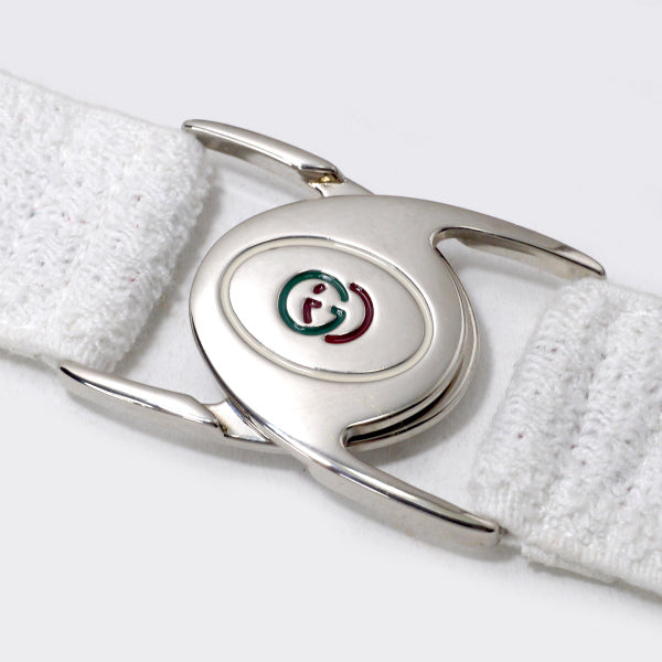 OLD Gucci　GGエポバックル ゴムベルト（白）